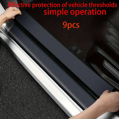 9pcs Car Door Sill Protectors Carbon Fiber Vinyl Wrap Stickers