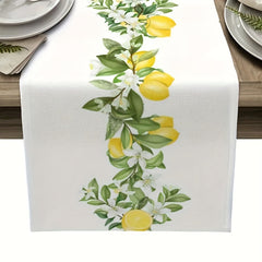 Polyester Table Runner Rustic Lemon Leaves Kitchen Dining Dresser Yellow Farmhou