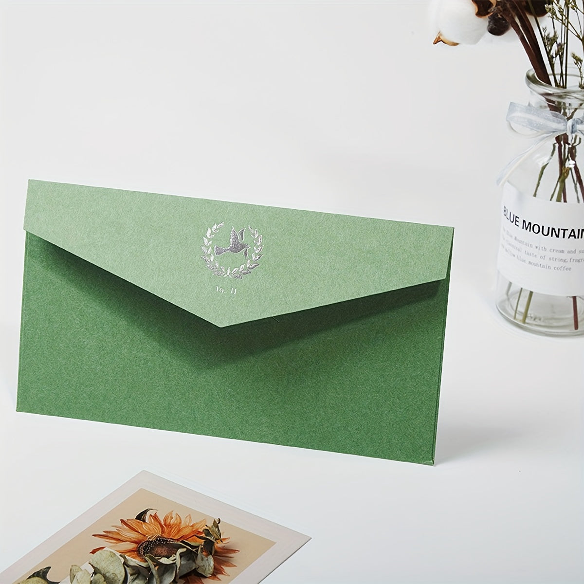 2pcs Retro Hot Stamping Cowhide Paper Envelopes