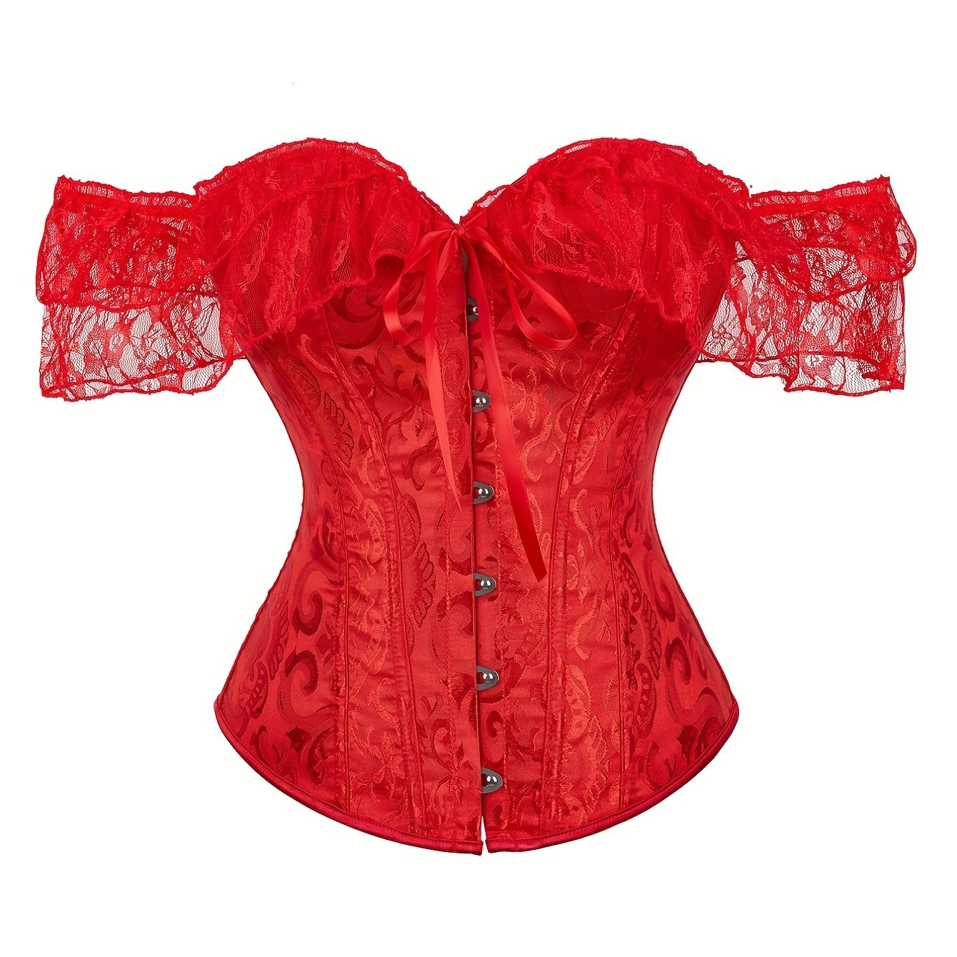 Off Shoulder Lace Floral Underbust Corset Tops