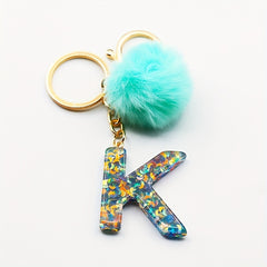 Initial Letter Keychain Resin English Letter Key Chain Pendant Plush Ball