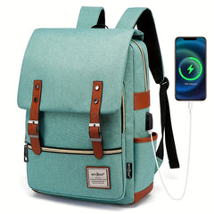 Vintage Laptop Backpack w/ USB Port Tear Resistant Business Travel