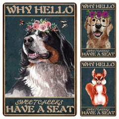Funny Bernese Mountain Dog Squirrel Tin Sign for Home Decor