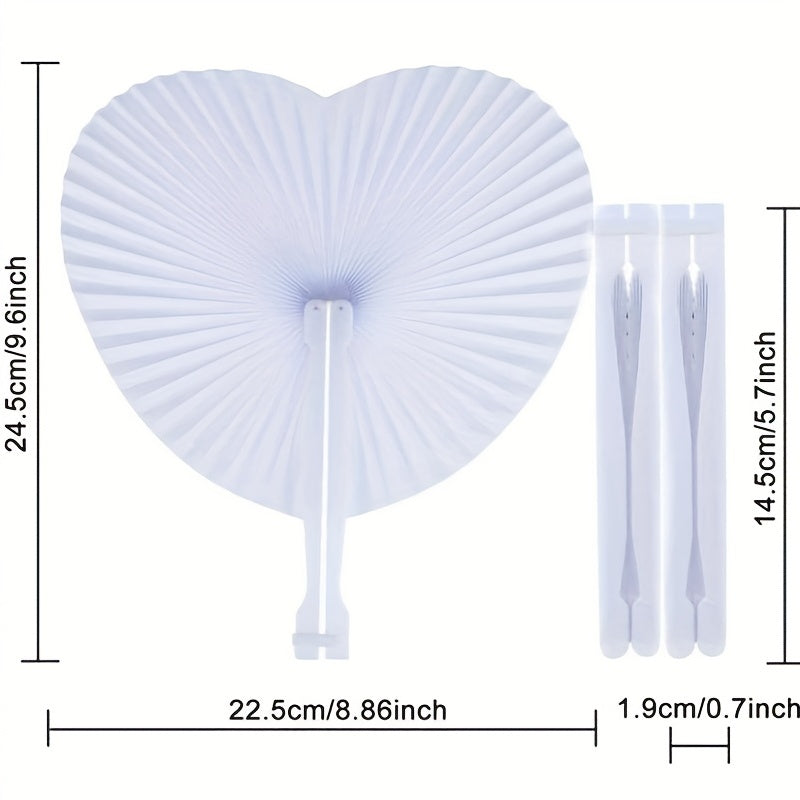2pcs Heart Fan Wedding Gift Pocket Chinese Style Dance Fan