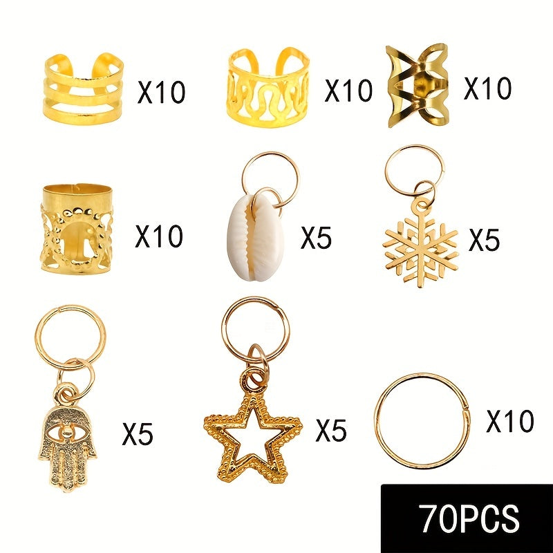 170pcs Hair Braid Dreadlock Beads Cuffs Clips Spiral Braid Hair Extension