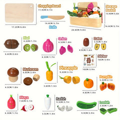 Magnetic Wooden Food Toy Set With Basket