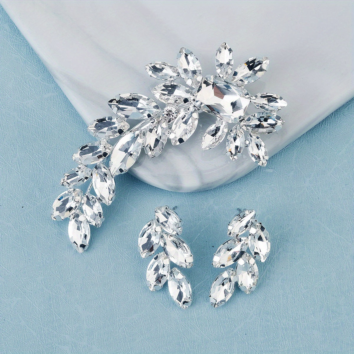Rhinestone Flower Hair Clip Set for Girls Women