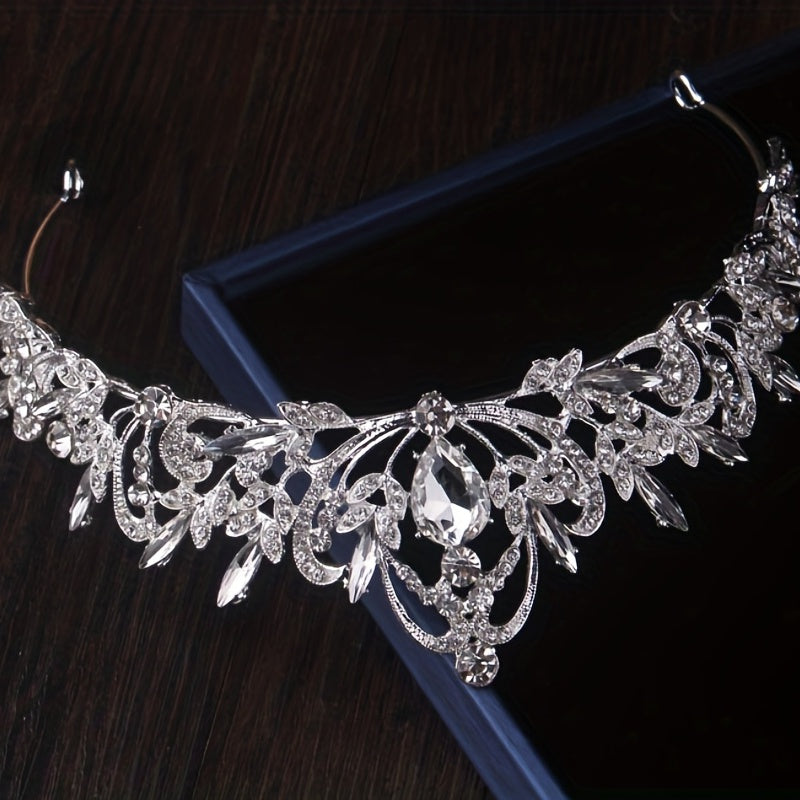 Baroque Style Rhinestone Crown Headband for Wedding