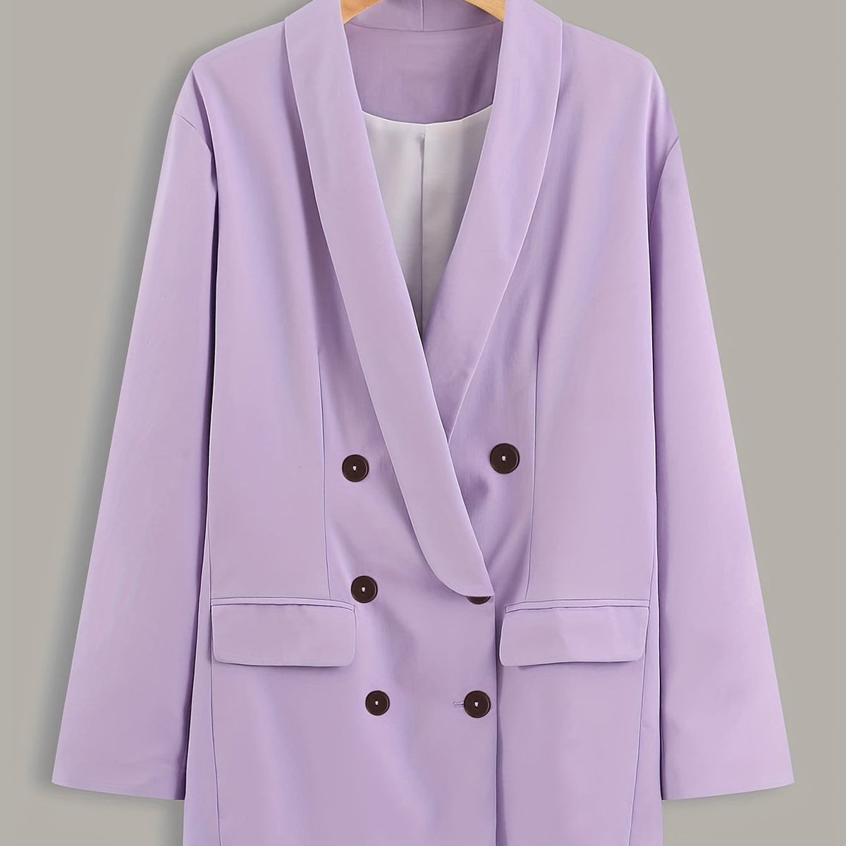  Solid Button Up Long Sleeve Blazer