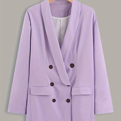  Solid Button Up Long Sleeve Blazer