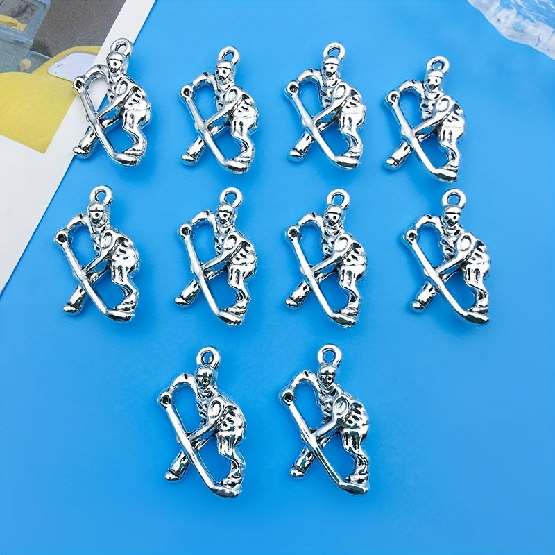 10pcs Hockey Pendants For DIY Jewelry Making