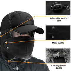 Winter Trooper Hat Waterproof Skiing Hat with Detachable Face Mask