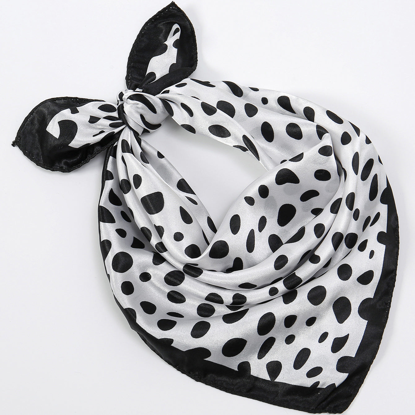 Small Square Satin Scarf Solid & Irregular Print Neckerchief Hair Wrap