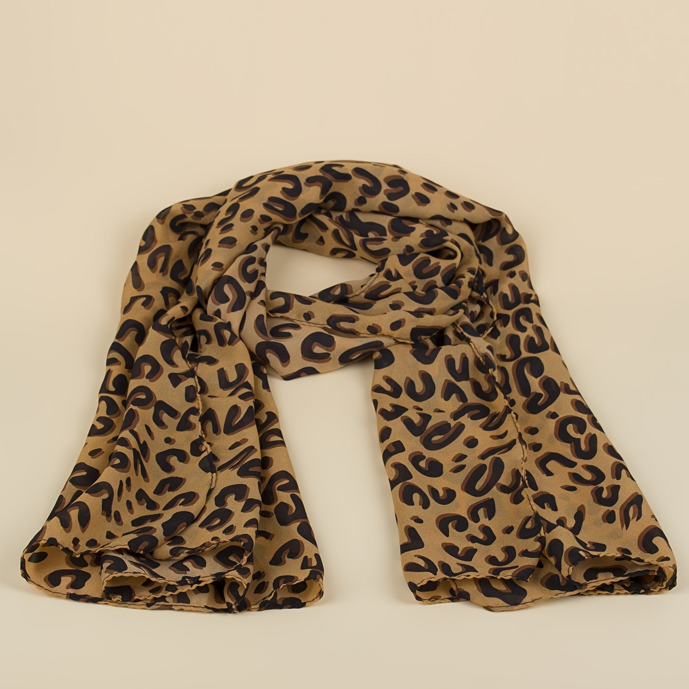 Leopard Print Chiffon Scarf Lightweight Floral Beach Wrap Shawl