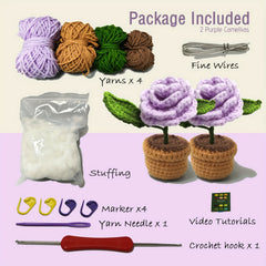 Camellia Crochet Kit For Beginner Step by Step Crochet Tutorial