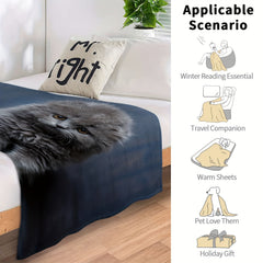 Pet Cat Pattern Plush Blanket Soft Cozy Flannel Blanket For Couch Sofa Bed