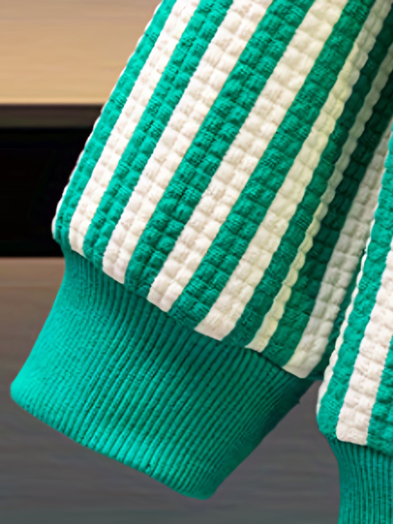 Boys Textured Striped Pullover Sweatshirt Long Sleeve Crew Neck Tops