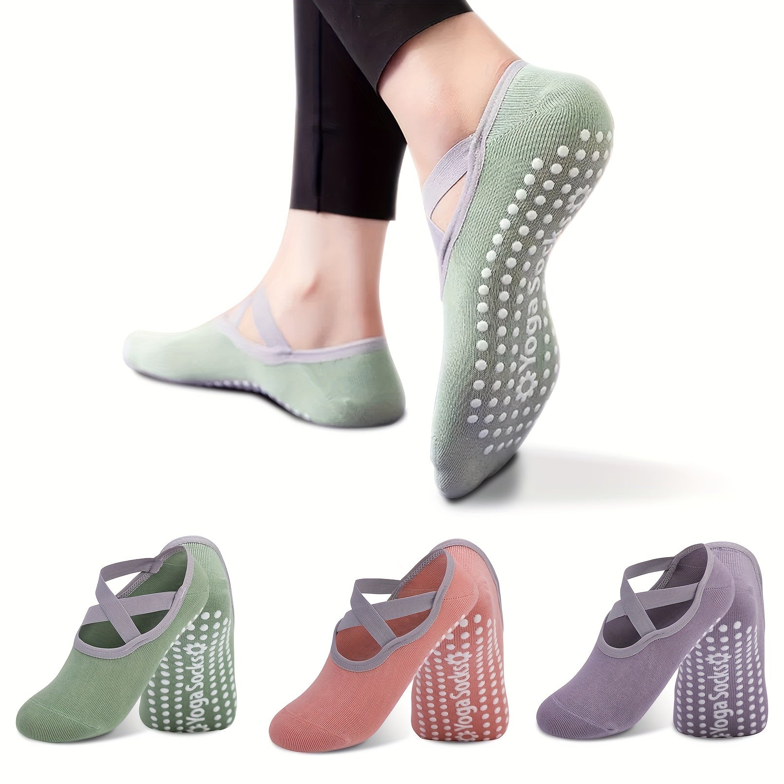 3 Pairs Non Slip Yoga Socks for Women, Perfect for Pilates, Barre, Ballet