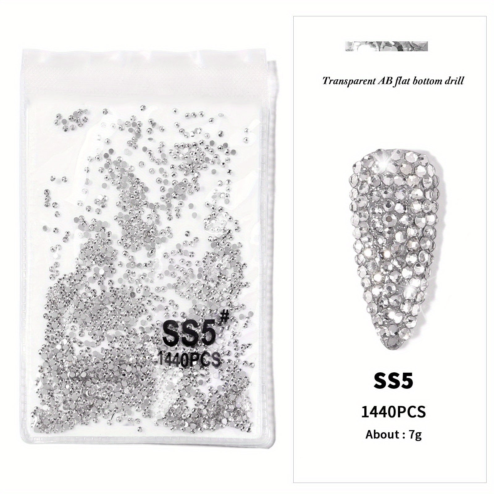 1440Pcs Rhinestones Nail Art Round Crystals Strass Glass Nail Charms