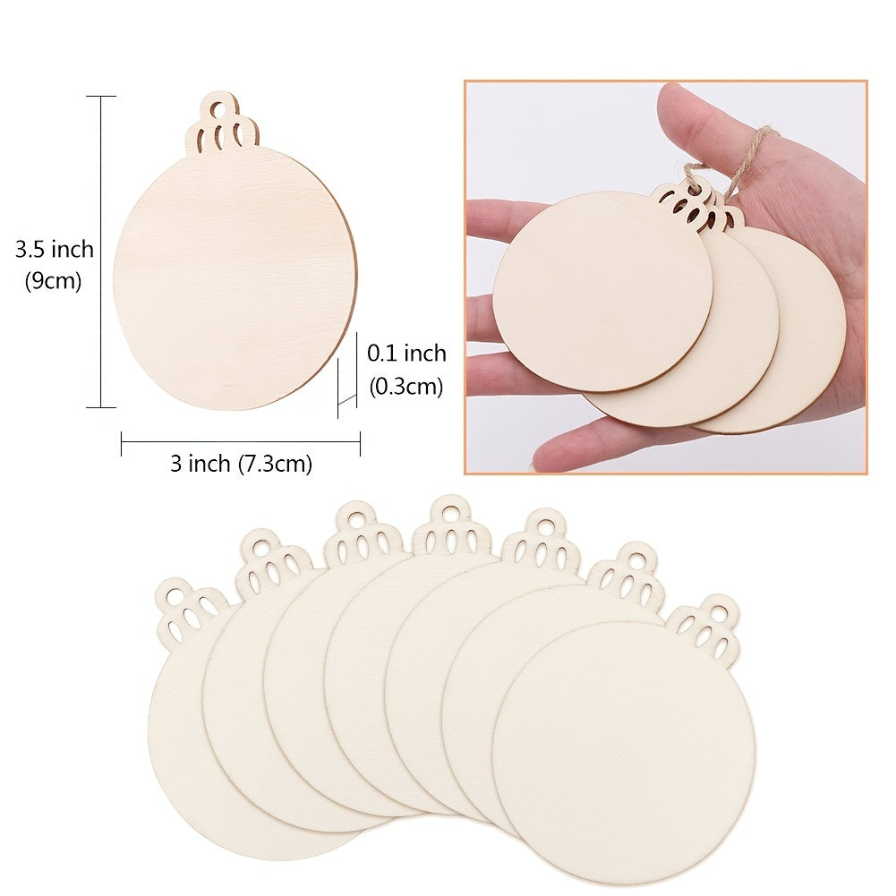 30pcs Round Wooden Discs With Holes 7 Unfinished Natural Wood Slices