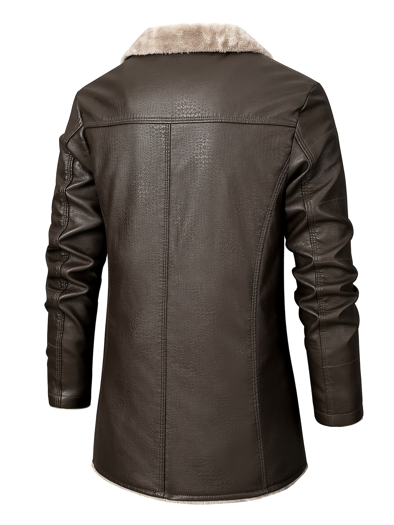 Men's Casual Faux Pu Leather Long Sleejson Button Trench Coats