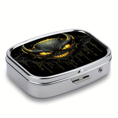 DUWOP2 1pc Medicine Box 2 compartment Decorative Metal Vitamin Organizer