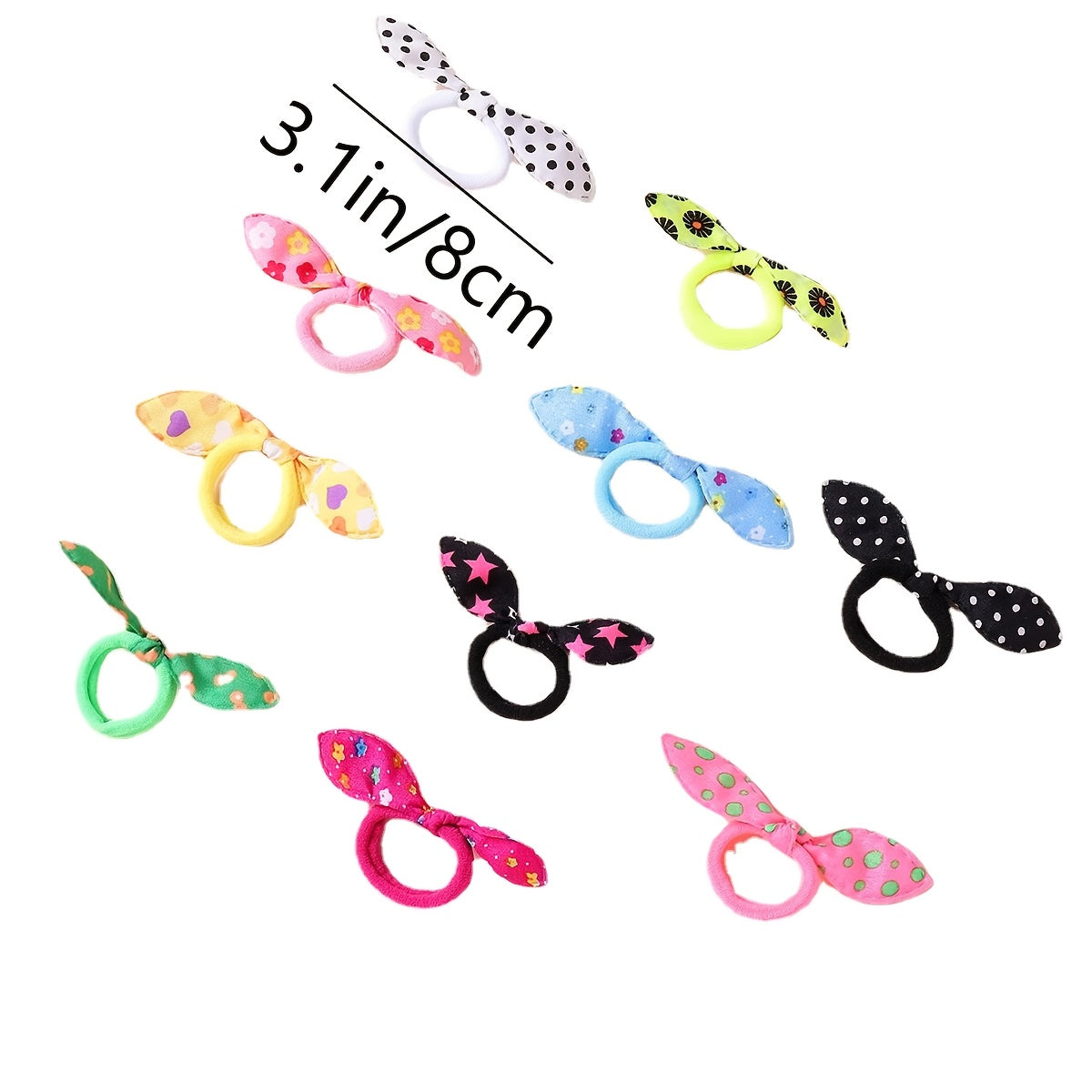 10PCS Kids Bow Hair Rope Girls Head Rope Random