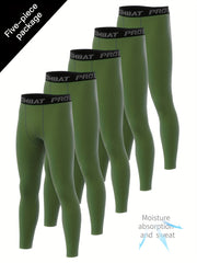 Men's Solid Pocket Leggings Quick Dry Sports Compression Pants