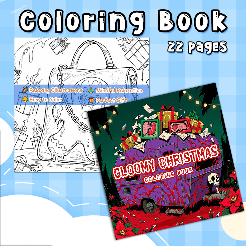 Dark Goth Christmas Adult Coloring Book - Terrifying Holiday Scene