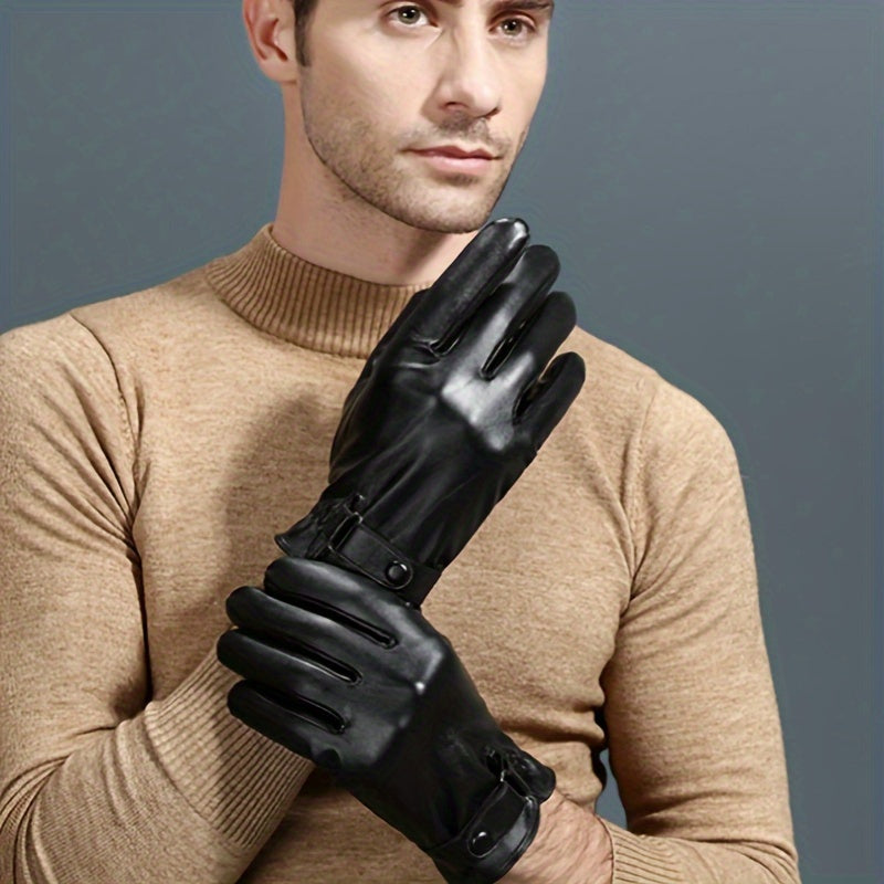 Men's Touch Screen Leather Winter Gloves