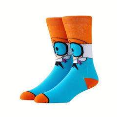 Cartoon Pattern Socks, 2 Pairs Mid Tube Women's Stockings