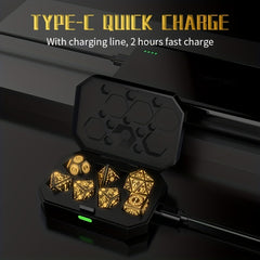 7 Pc Rechargeable LED Dice Set - Add Warm Breathing Light To Your Board Games