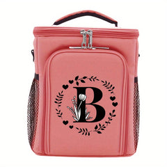 Insulated Lunch Bag with Garland Letters, Large Capacity, Double Deck