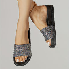 Women's Sparkling Slippers Open Toe Casual Slides