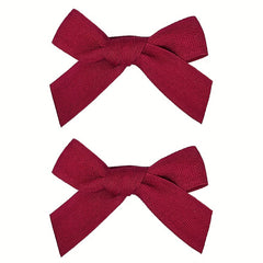 2pcs Red Wine Bowknot Hair Clip Sweet Hair Clip For Side Hair Bang Braids