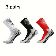 3 Pairs Non Slip Football Socks for Men Sport Socks Running Basketball Crew