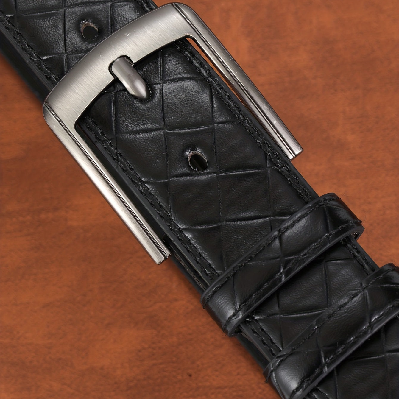 Men's Check Pin Buckle Belt