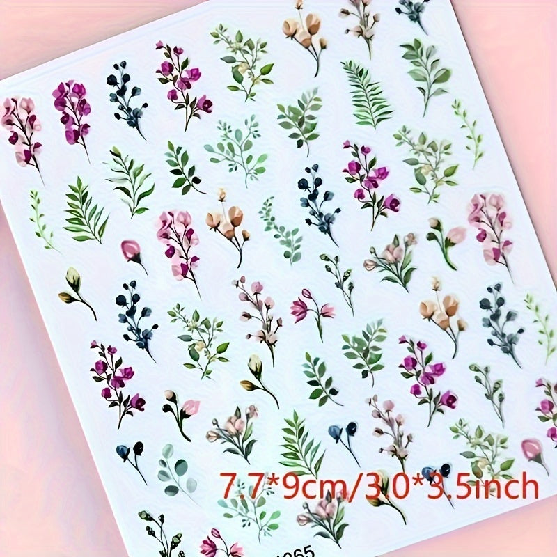 50 Small Flower Leaf Nail Resin Craft Decal Stickers DIY Decor