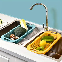 Retractable Kitchen Drain Basket Sink Rack Plastic Dish Drainer