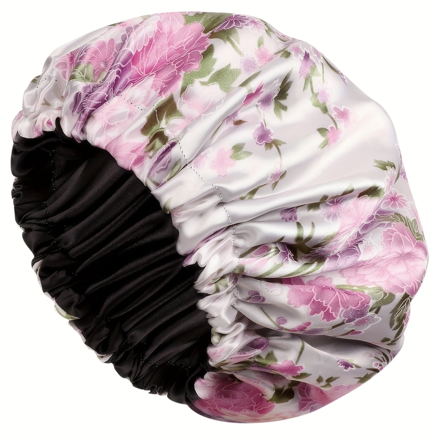 Flower Printed Satin Hair Bonnet Cap for Women