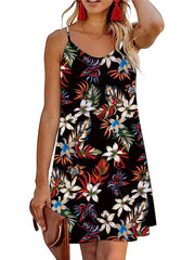 Floral Print Mini Dress Spaghetti Strap Summer Dress
