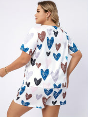  Heart Print Tee & Shorts Pajama Set