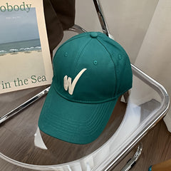 Inclined W Embroidery Baseball Cap Women Casual Sunscreen Sports Hat