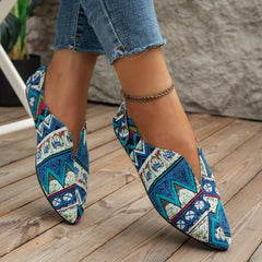 Women's Tribal Style Flats Slip On Canvas Shoes Lightweight Flat Shoes