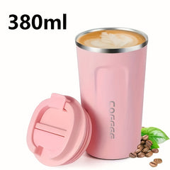 Stainless Steel Insulated Travel Mug 12.85oz Leakproof Coffee Cup