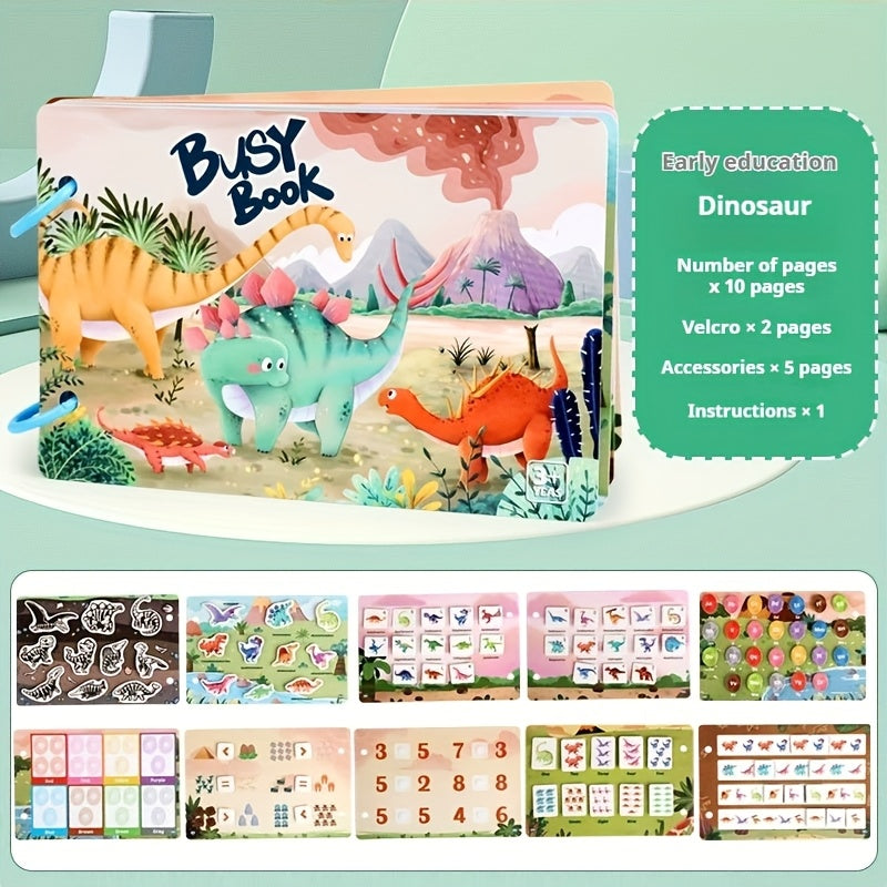 Dinosaur Busy Book for Kids 3-6 Years - Interactive Quiet Educational Toys