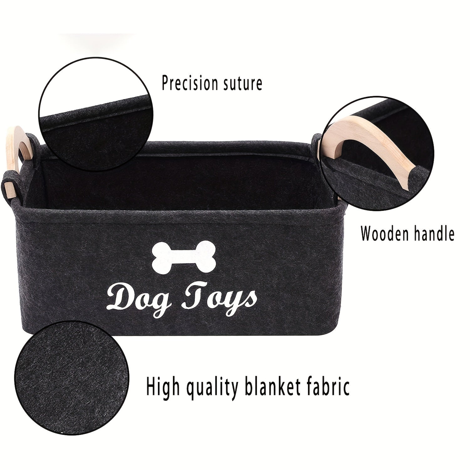 Bone & Letter Graphic Pet Storage Basket For Dog And Cat