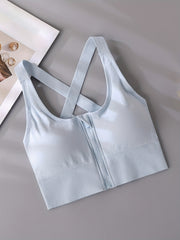 3pcs Zipper Sports Bras High Impact Criss Cross Back Bra Women's Lingerie