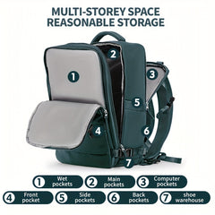 Waterproof Mountaineering Hiking Backpack Fits 14 15 6 Laptops Shoe Pocket & USB