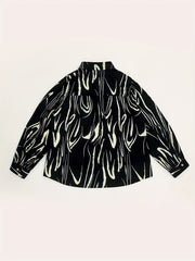  Women's Stripe Print Long Sleeve Button Up Shirt
